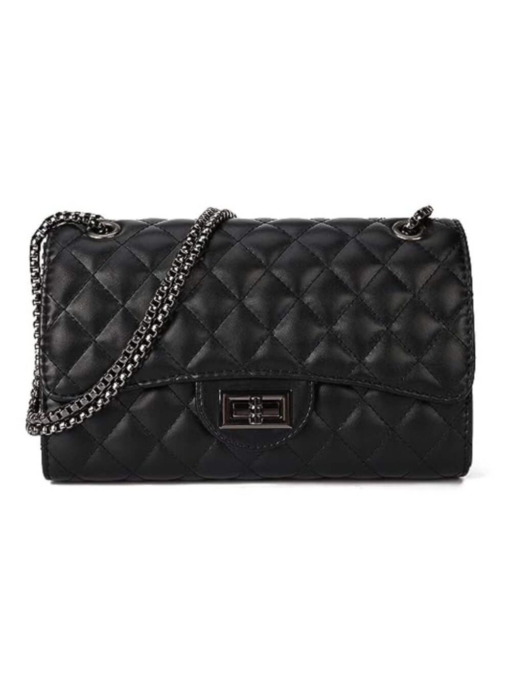 Quilted Crossbody Bag with Chain Strap Adjustable Shoulder Purse